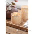 Custom Rattan gewebter Hurrikaner Kerzenglaszylinder Vase